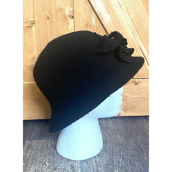 San Diego Hat Company Women’s Black Wool Cloche Hat Flower Accent One Size - Picture 3 of 10